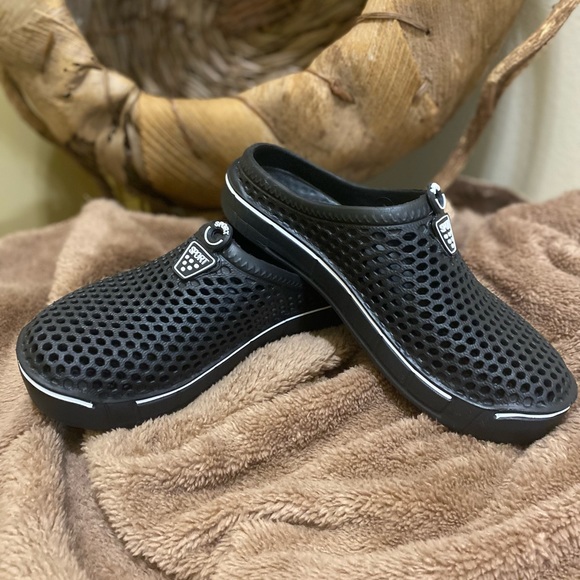 LIKE NEW SPORT Women’s black/white rubber mules Size 39 (8) - Picture 3 of 8